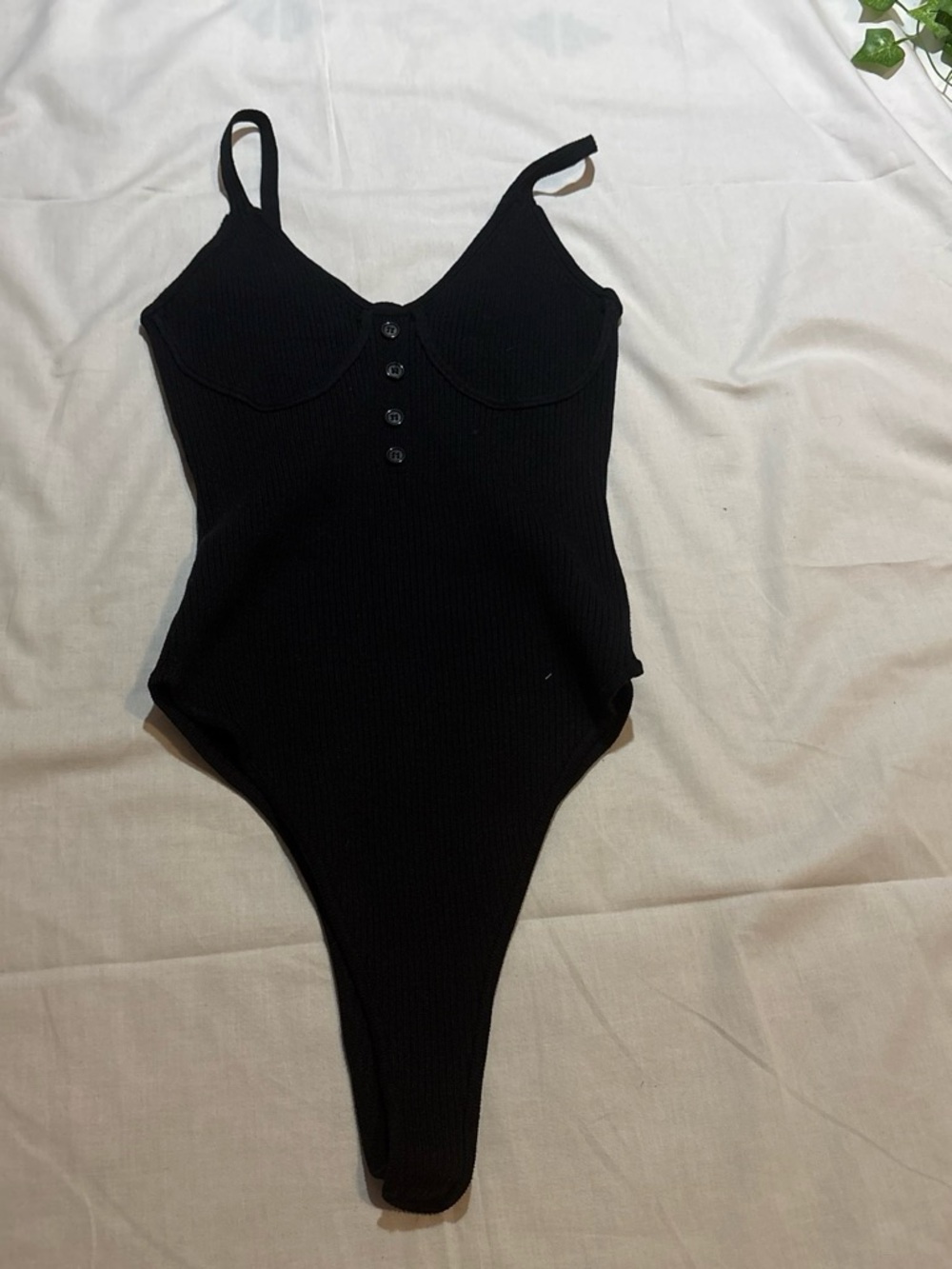 Kids Black Ribbed One-Piece Bodysuit